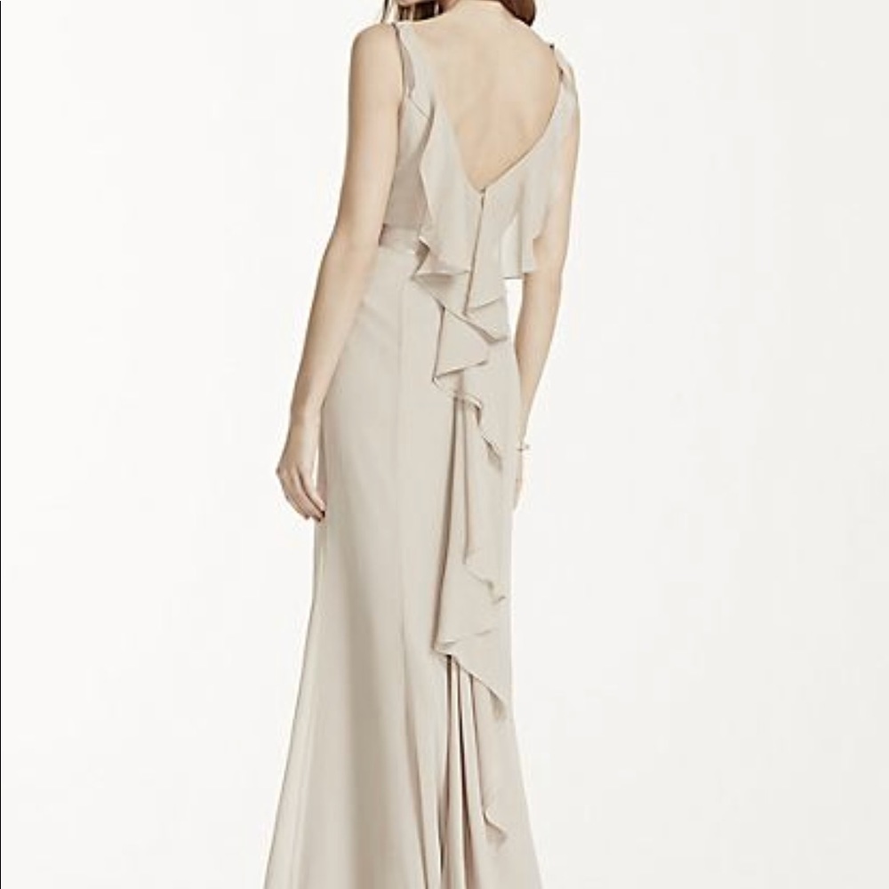 Sleeveless Chiffon Dress with Ruffled Back (NAVY)